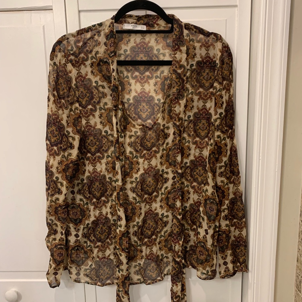 Paisley tie front blouse from Mango